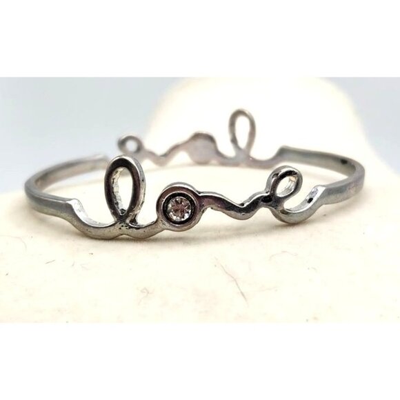 Brighton Love Heart Cursive Bangle Crystal Accent -  Retired - Picture 2 of 4